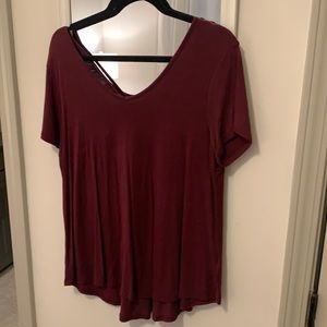 Burgundy T-shirt top